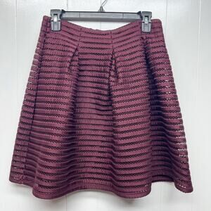Xhilaration High Waisted Eyelet Burgundy Juniors Circle Skirt Size Large